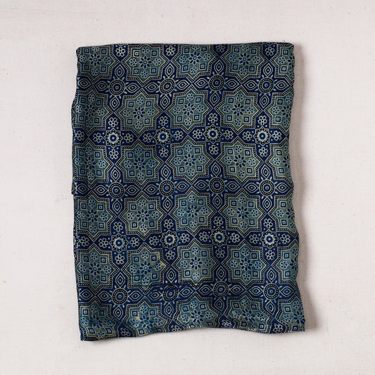 Blue - Ajrakh Block Printed Modal Silk Precut fabric