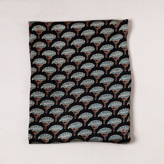 Black - Ajrakh Block Printed Modal Silk Precut fabric