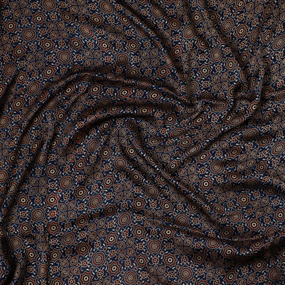Blue - Ajrakh Block Printed Modal Silk Precut fabric