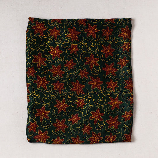 Green - Ajrakh Block Printed Modal Silk Precut fabric - (0.85 meter)