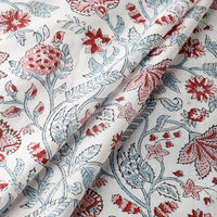 White with Cabbage Rose Buti Cotton Sanganeri Print Fabric 07