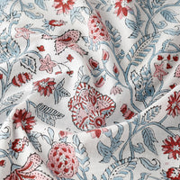 White with Cabbage Rose Buti Cotton Sanganeri Print Fabric 07