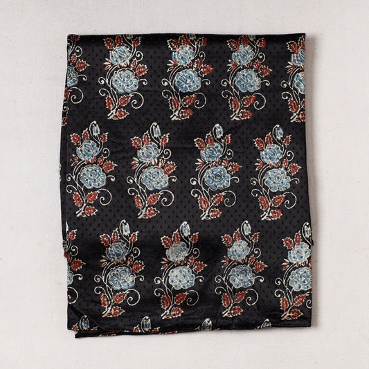 Black - Ajrakh Block Printed Modal Silk Precut fabric - (1.1 meter)