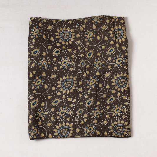 Brown - Ajrakh Block Printed Modal Silk Precut fabric - (1.25 meter)
