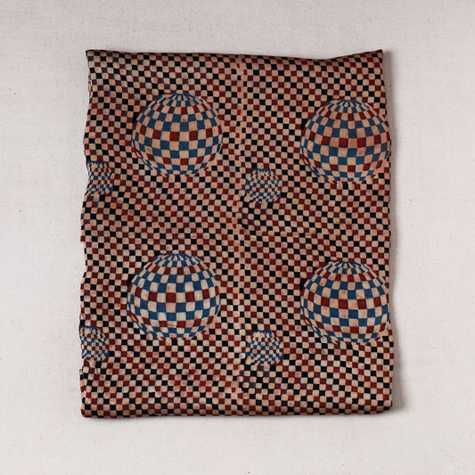 Red - Ajrakh Block Printed Modal Silk Precut fabric - (0.9 meter)