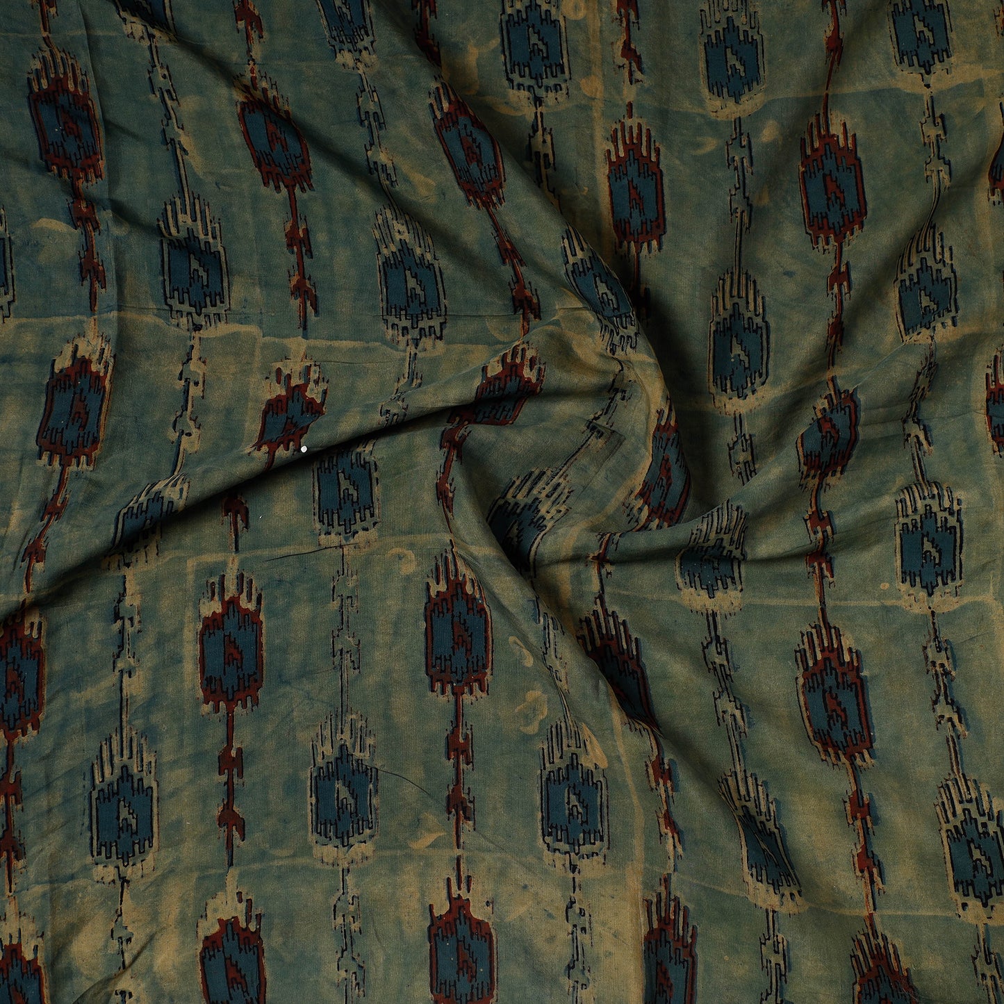 Green - Vanaspati Block Printed Modal Silk Precut fabric - (1.35 meter)