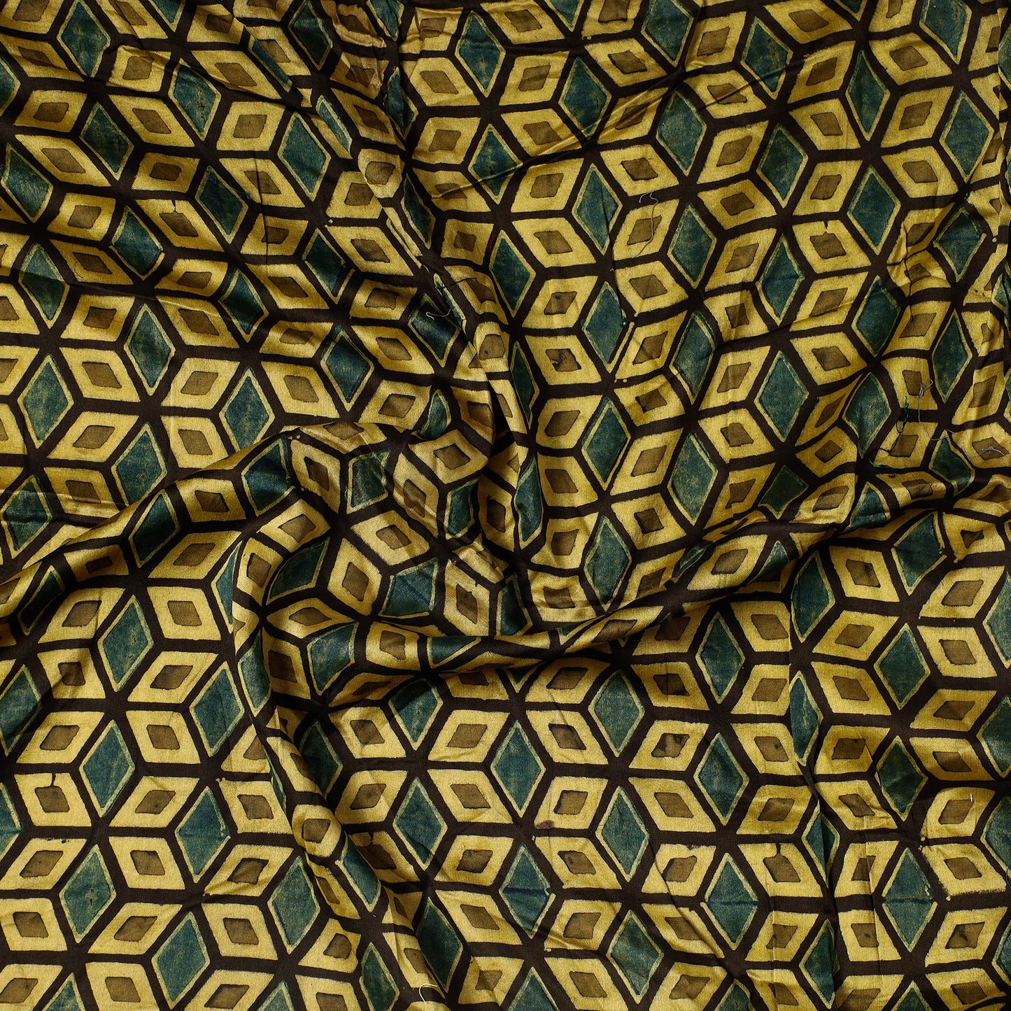 Green - Vanaspati Block Printed Modal Silk Precut fabric - (1.4 meter)