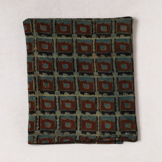 Green - Vanaspati Block Printed Modal Silk Precut fabric - (1.45 meter)