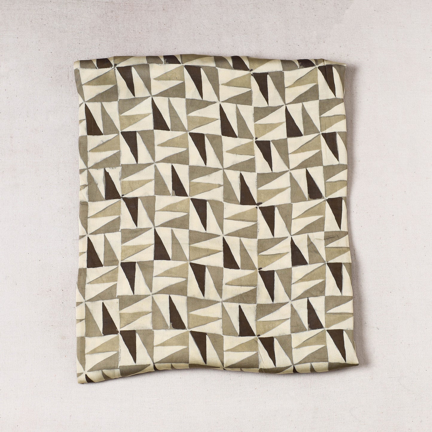 Beige - Vanaspati Block Printed Modal Silk Precut fabric - (1 meter)