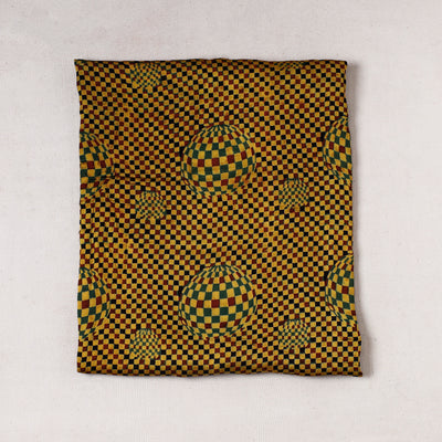 Yellow - Vanaspati Block Printed Modal Silk Precut fabric - (1 meter)