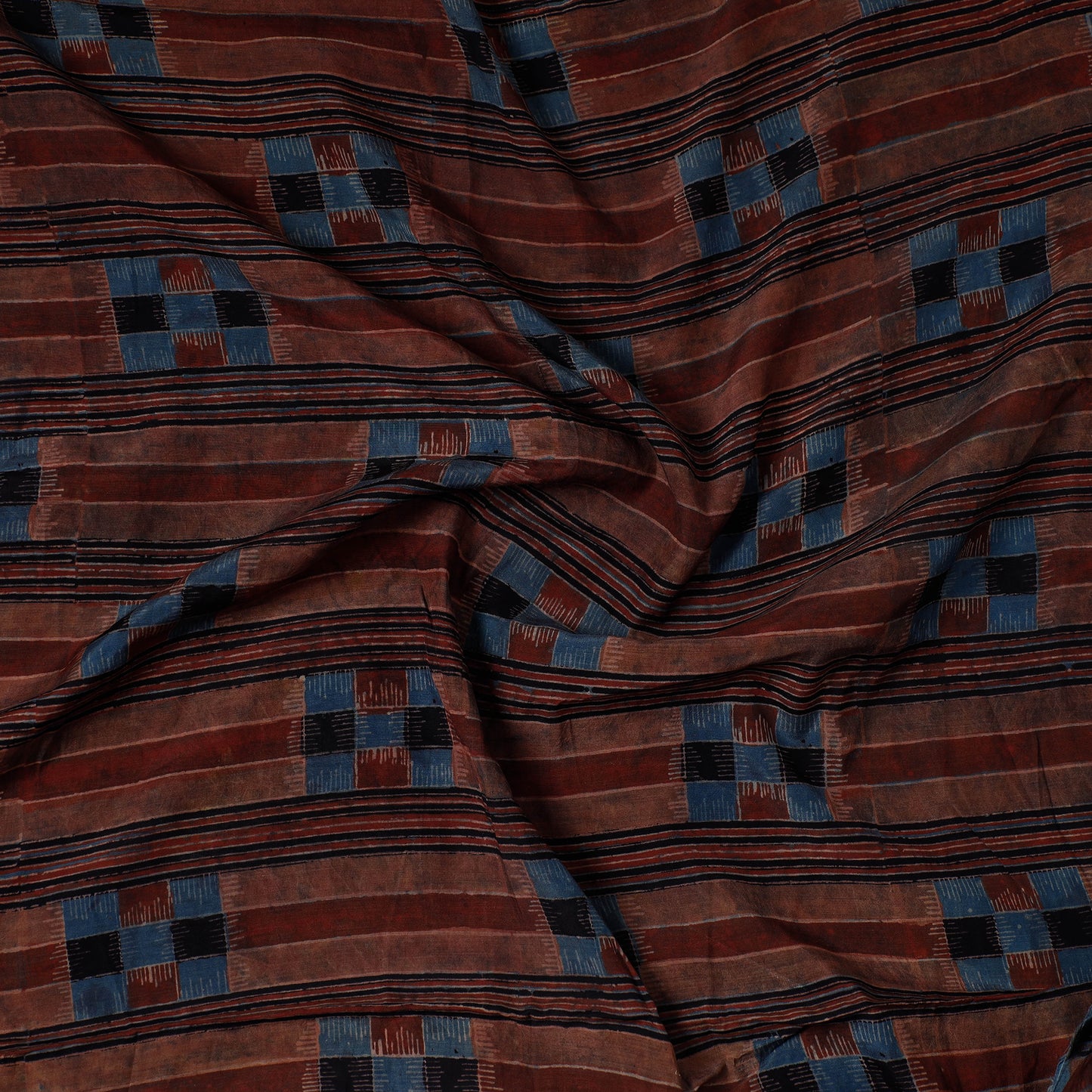 Maroon - Vanaspati Block Printed Modal Silk Precut fabric - (0.8 meter)