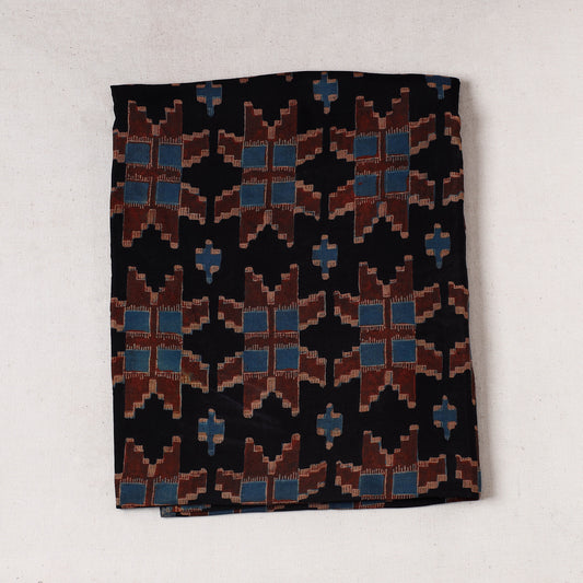 Black - Vanaspati Block Printed Modal Silk Precut fabric - (1.6 meter)