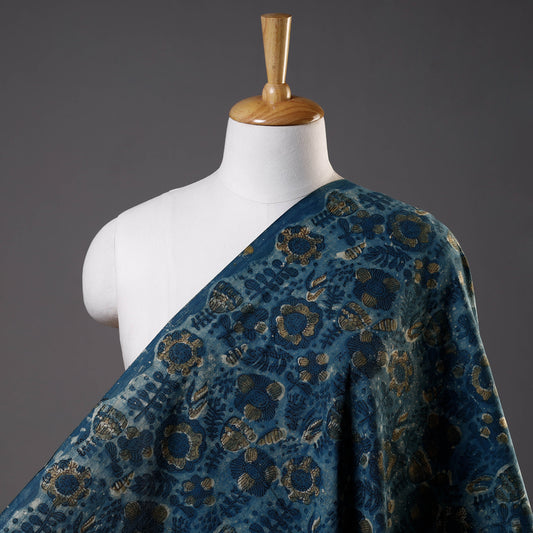 Blue - Bagru Ajrakh Dabu Block Printed Cotton Fabric