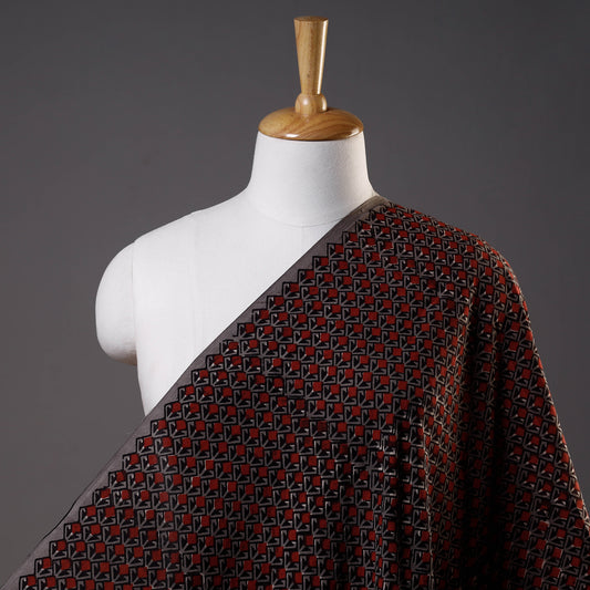 Brown - Bagru Dabu Block Printed Cotton Fabric