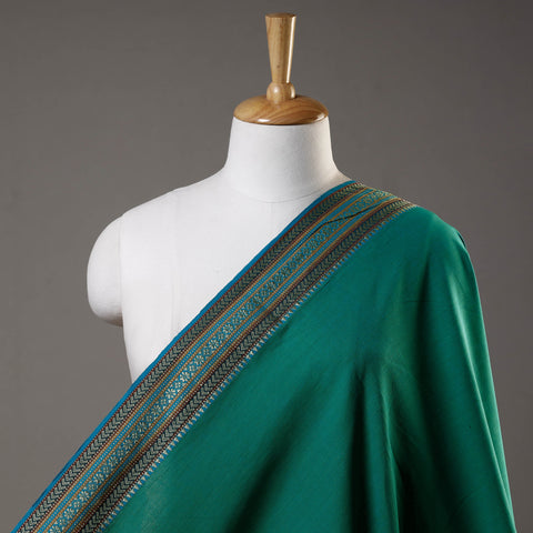 Green - Prewashed Dharwad Cotton Thread Border Fabric