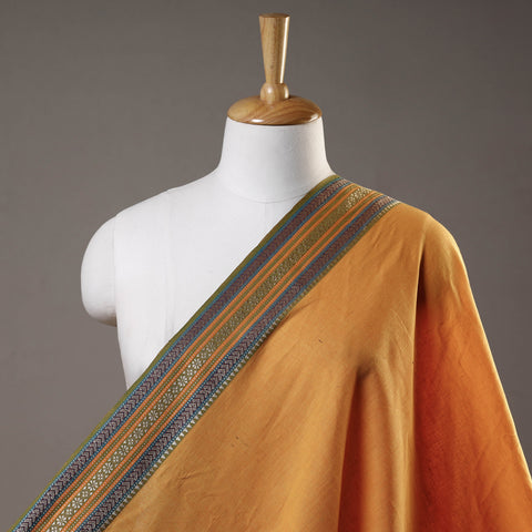 Orange - Prewashed Dharwad Cotton Thread Border Fabric