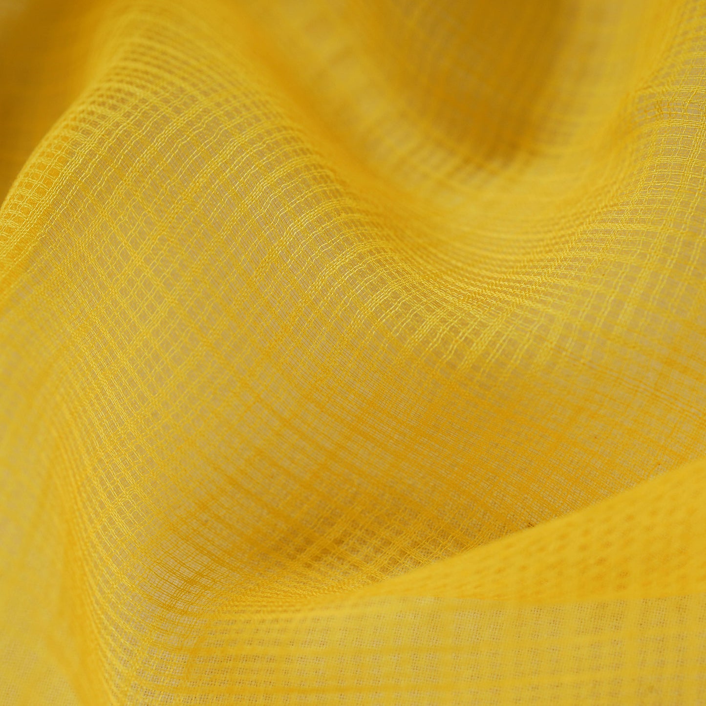 Yellow - Kota Doria Weaving Plain Cotton Fabric 14