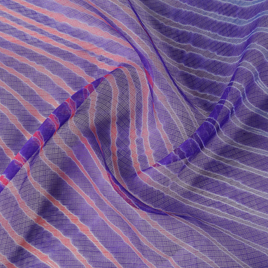 Purple - Multicolour Leheriya Tie-Dye Kota Doria Silk Fabric
