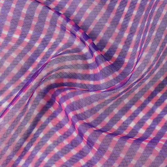 Multicolor - Leheriya Tie-Dye Mothra Kota Doria Silk Fabric