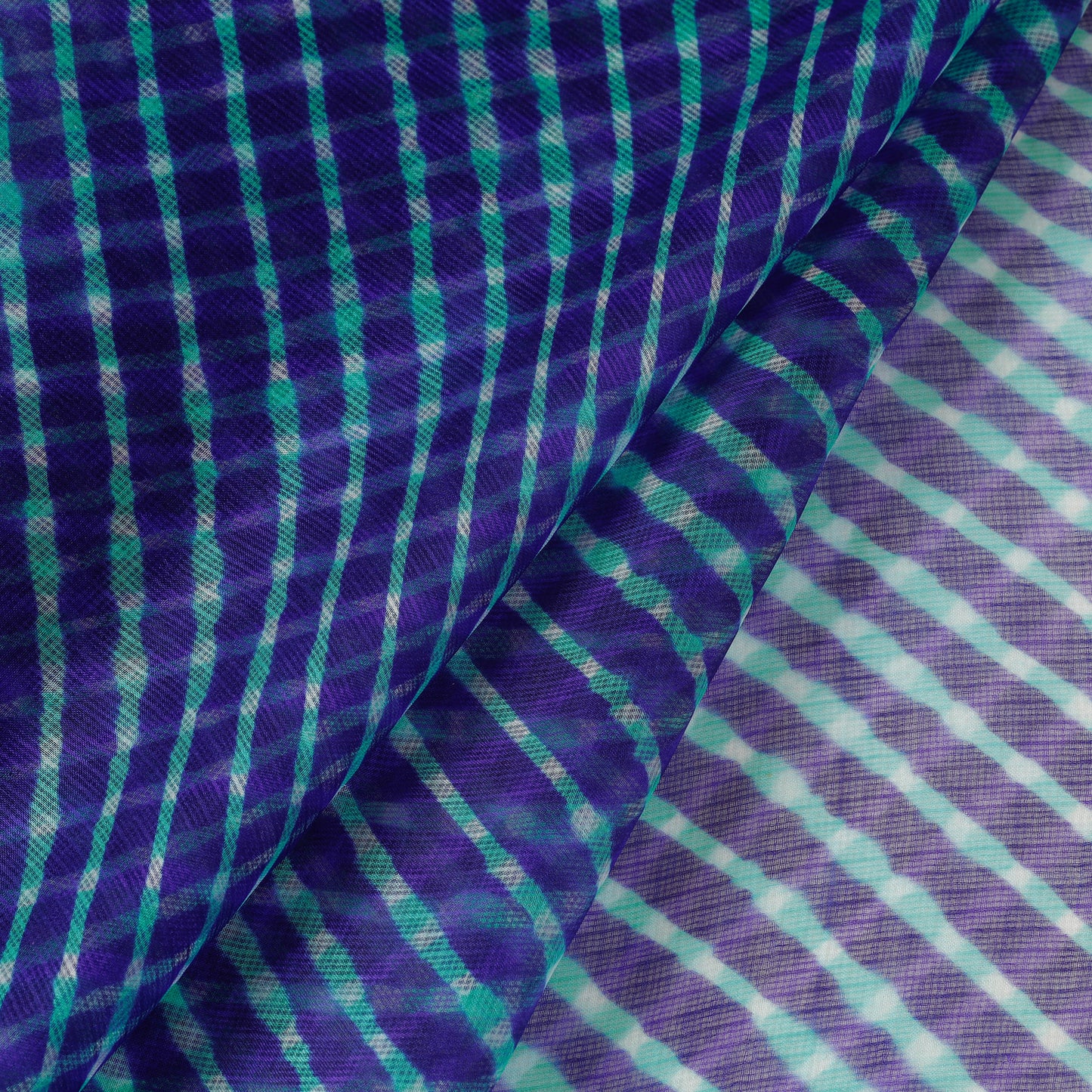 Leheriya Tie-Dye Kota Doria Silk Fabric