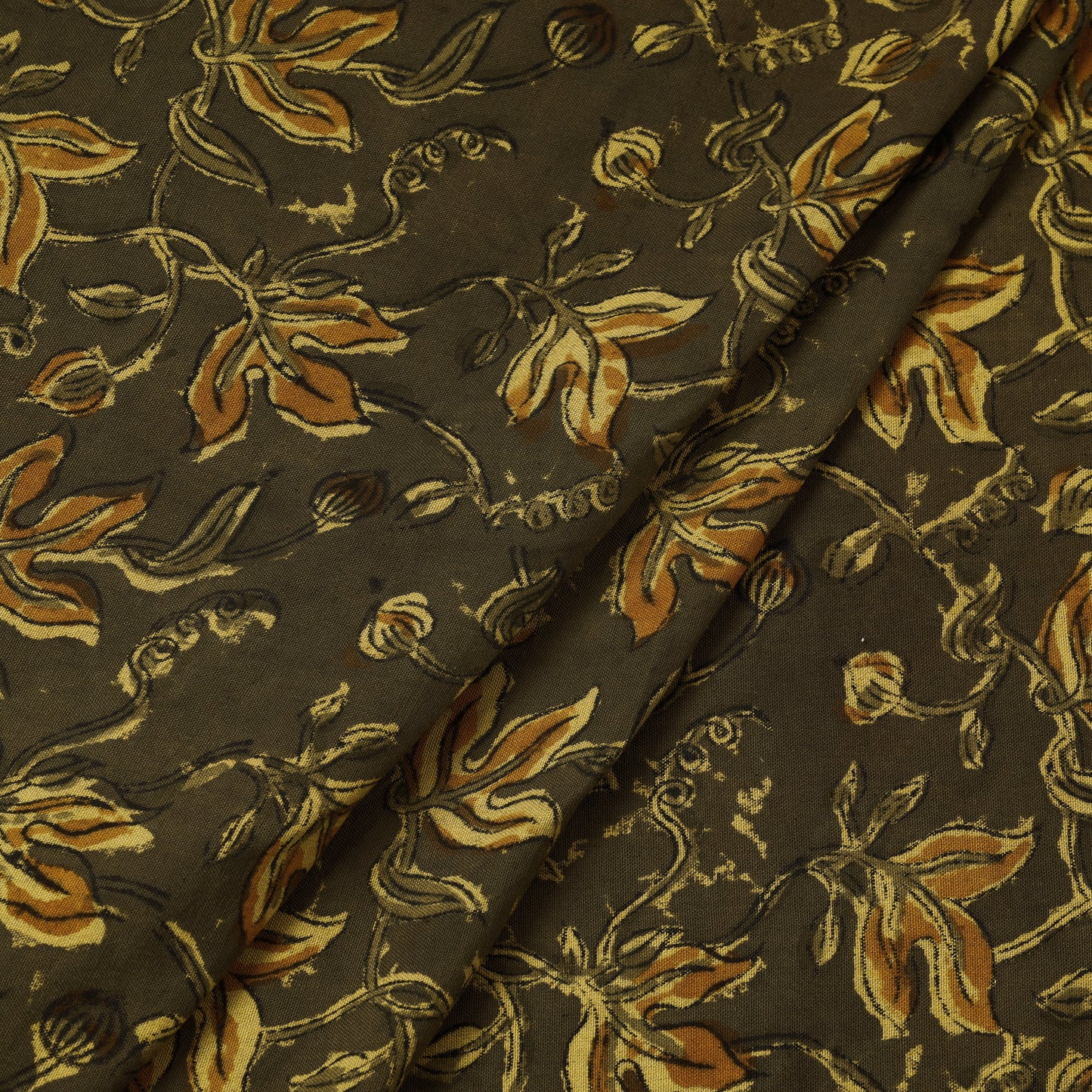 Green - Prewashed Kalamkari Mangalagiri Cotton Fabric by DAMA