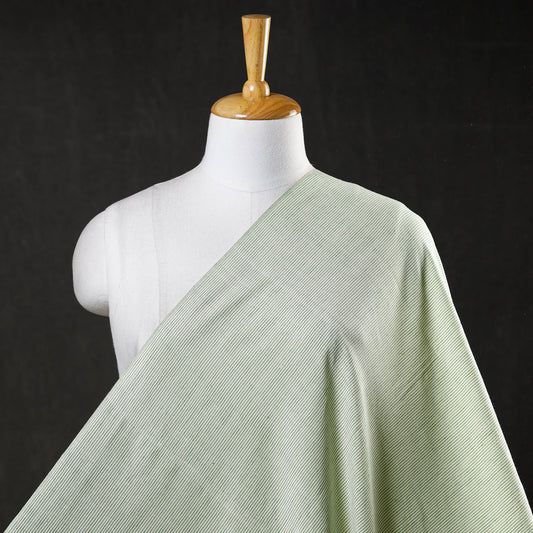 Green - Baragaon Pre Washed Handloom Striped Cotton Fabric