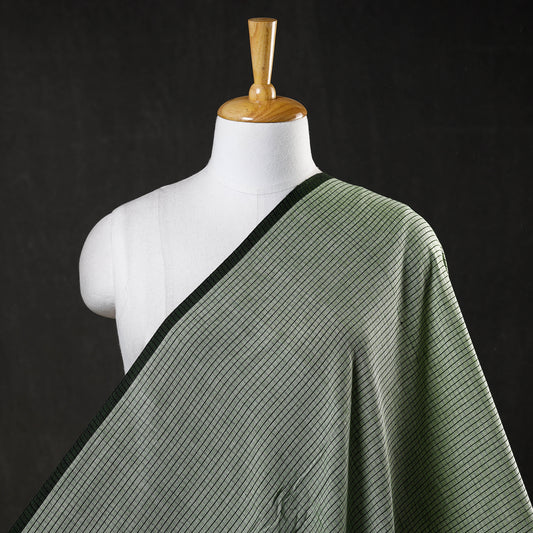 Green - Baragaon Pre Washed Handloom Striped Cotton Fabric