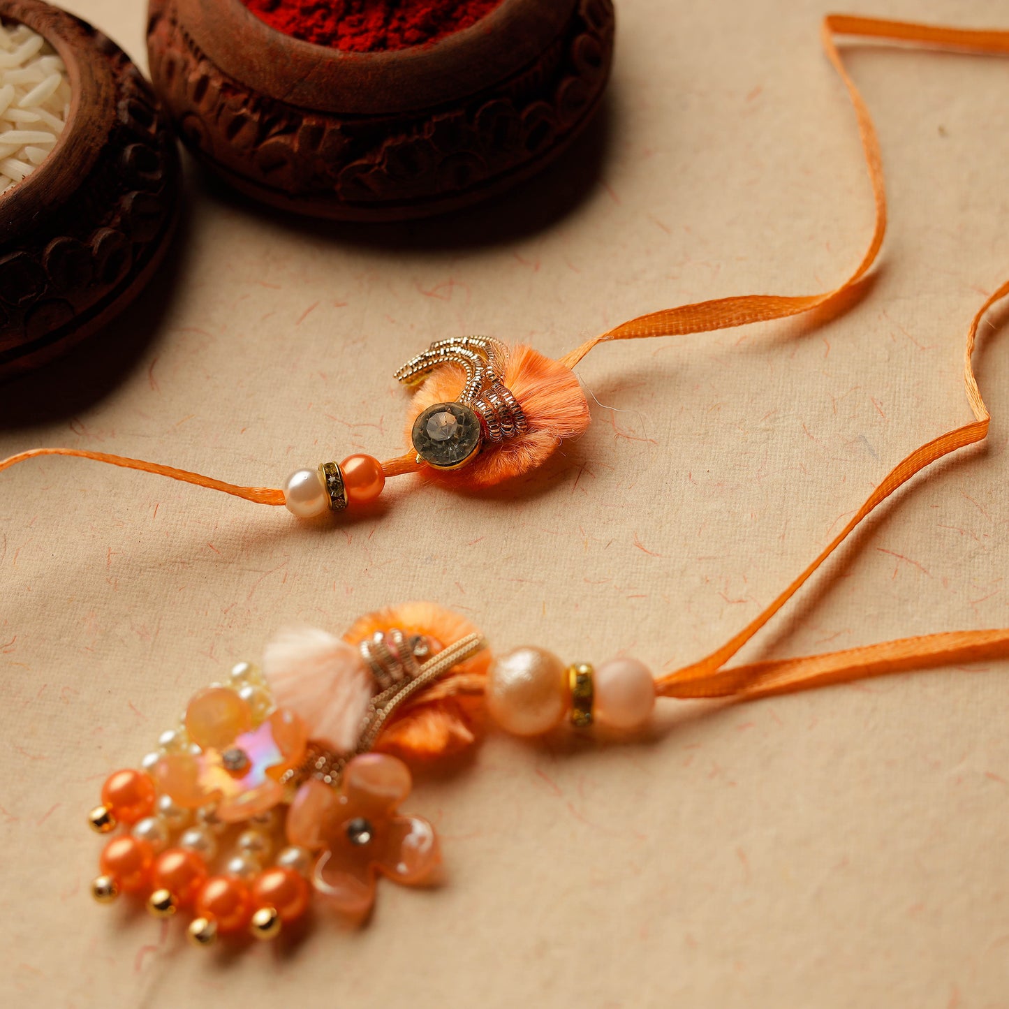 Handmade Stone Beadwork Rakhi & Lumba Set 21