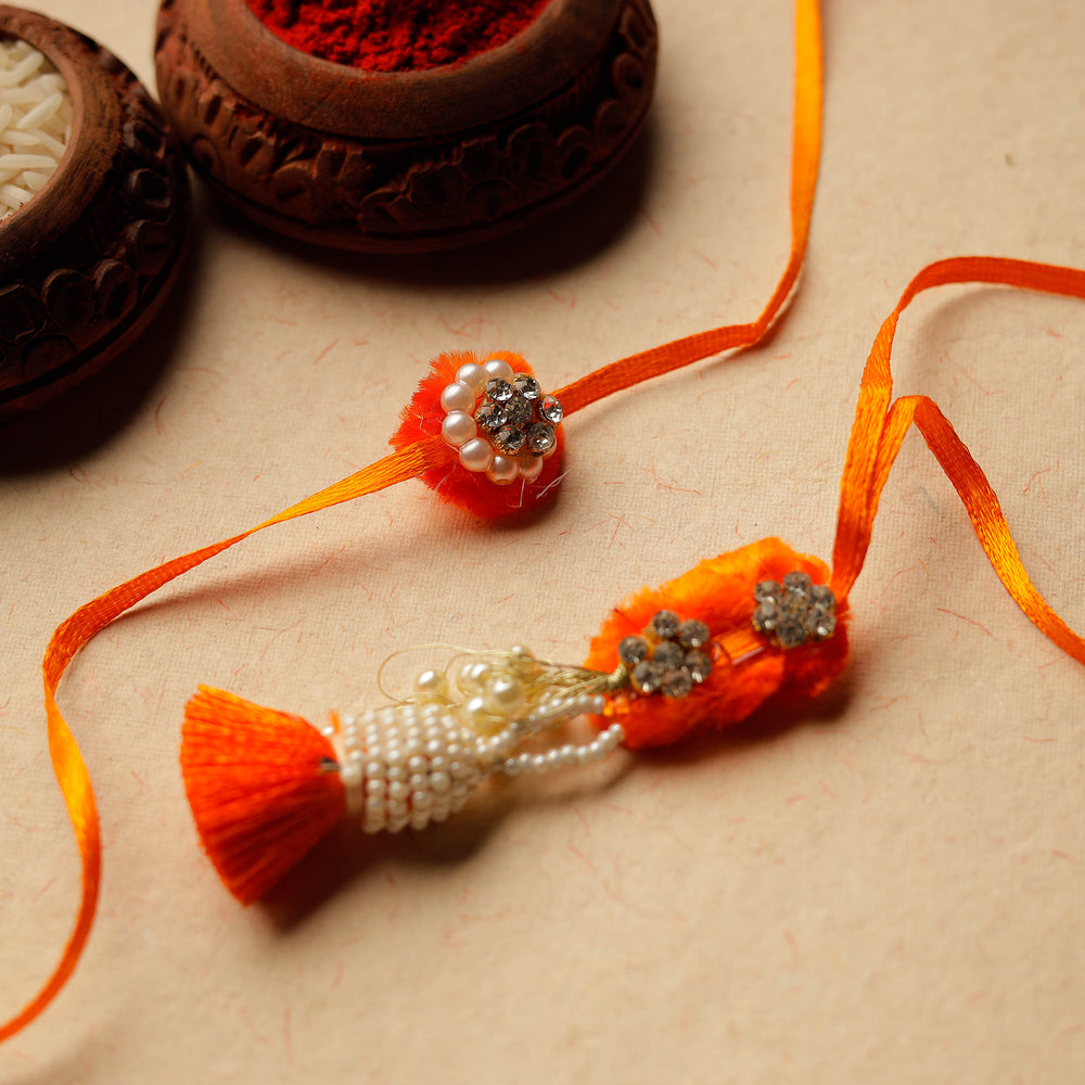 Handmade Stone Beadwork Rakhi & Lumba Set 18