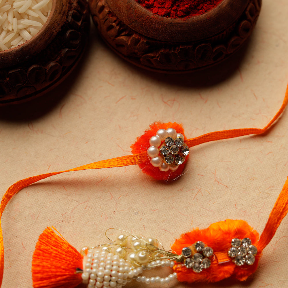 Handmade Stone Beadwork Rakhi & Lumba Set 18