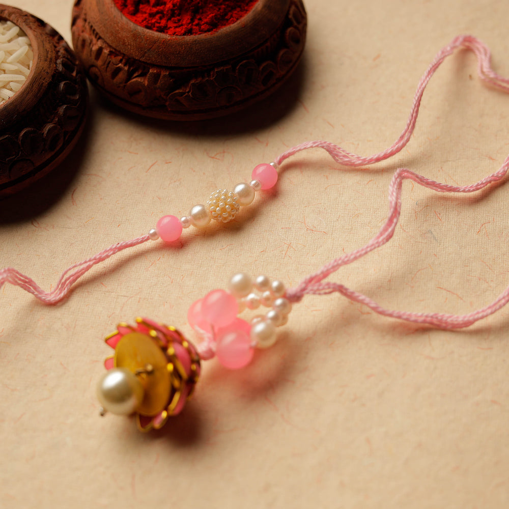 Handmade Beadwork Rakhi & Lumba Set 14