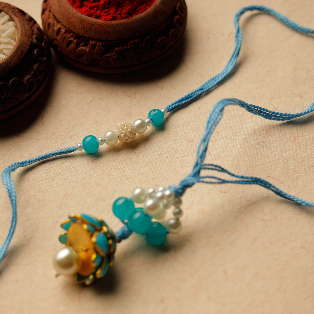 Handmade Beadwork Rakhi & Lumba Set 13