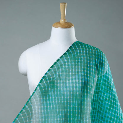 Green - Leheriya Tie-Dye Mothra Kota Doria Silk Fabric