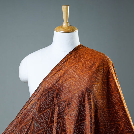 Brown - Puttapaka Ikat Weave Handloom Pure Raw Silk Fabric
