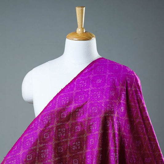 Purple - Puttapaka Ikat Weave Handloom Pure Raw Silk Fabric
