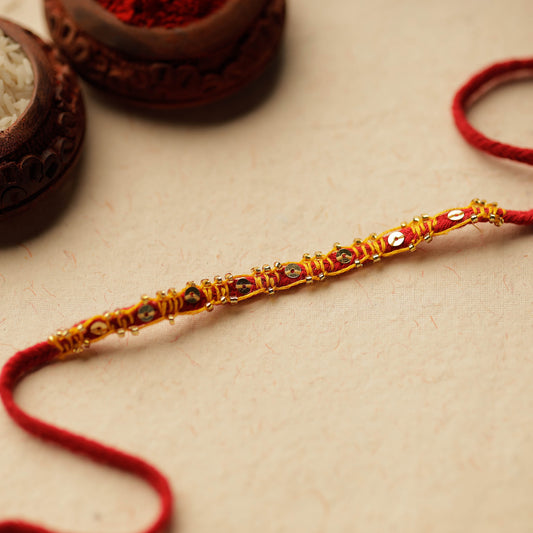 Hand Embroidered Beadwork Blanket Stitch Rakhi 10