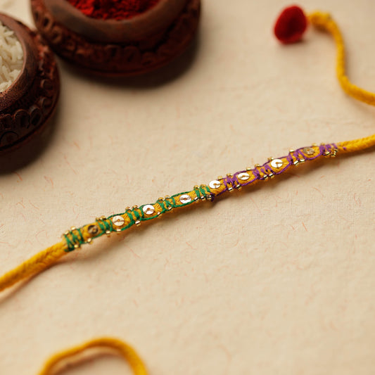 Hand Embroidered Beadwork Blanket Stitch Rakhi 11