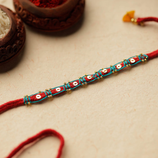 Hand Embroidered Beadwork Blanket Stitch Rakhi 13
