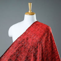 Red - Puttapaka Ikat Weave Handloom Pure Raw Silk Fabric