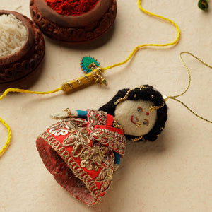 Radha Morpankh - Hand Embroidered & Felt Work Rakhi & Lumba Set 16