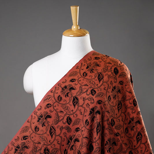 Orange - Prewashed Kalamkari Mangalagiri Cotton Fabric by DAMA