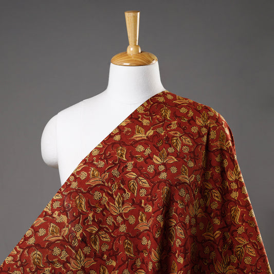 Orange - Prewashed Kalamkari Mangalagiri Cotton Fabric by DAMA