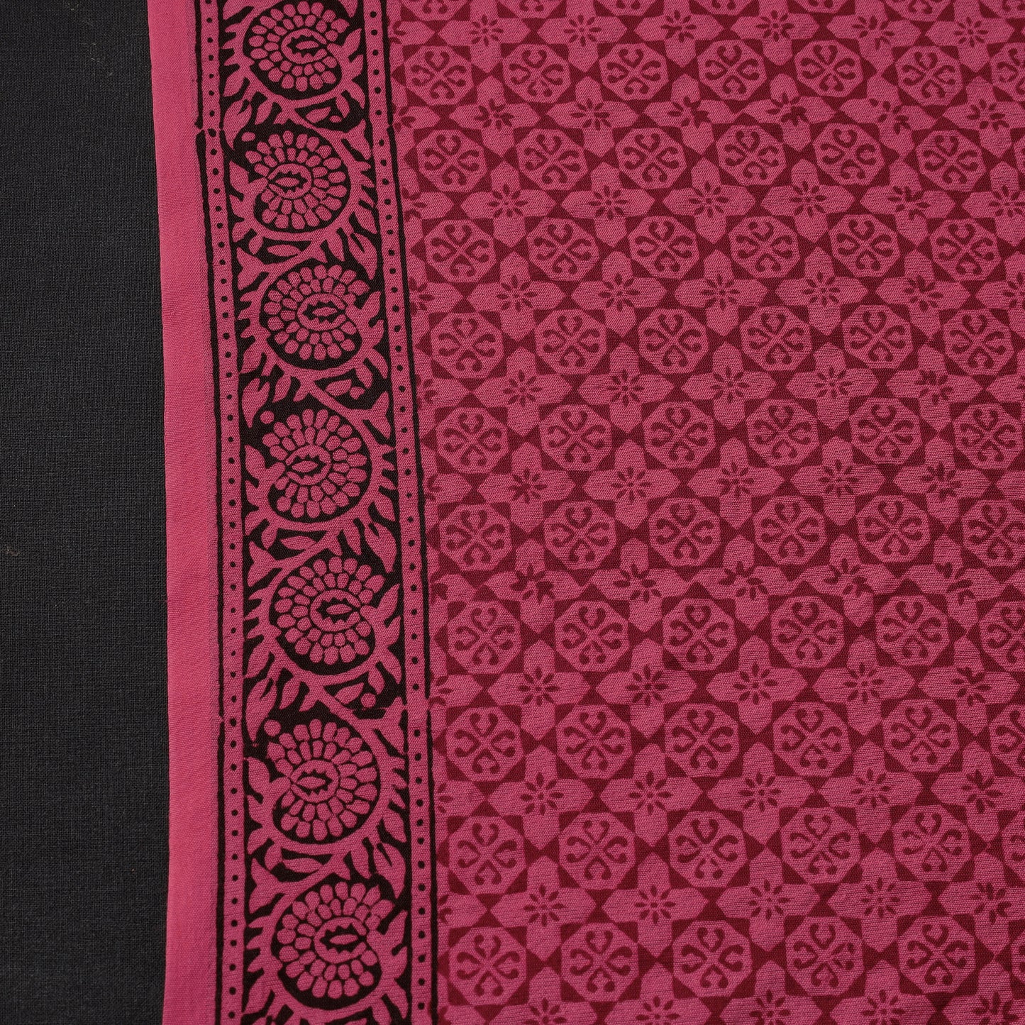 Pink - Bagh Hand Block Printed Chanderi Silk Handloom Fabric