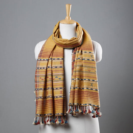 Yellow - Organic Kala Cotton Kutch Weave Pure Handloom Stole