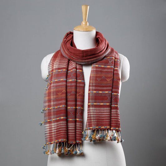 Red - Organic Kala Cotton Kutch Weave Pure Handloom Stole