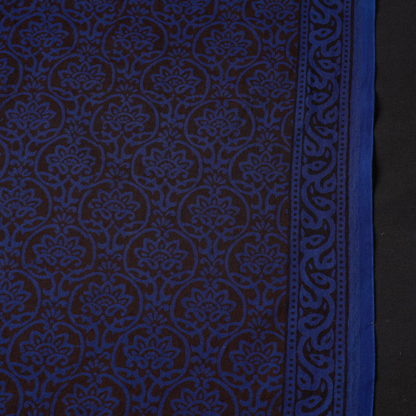 Blue - Bagh Hand Block Printed Chanderi Silk Handloom Fabric