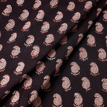 Black - Bagh Hand Block Printed Chanderi Silk Handloom Fabric