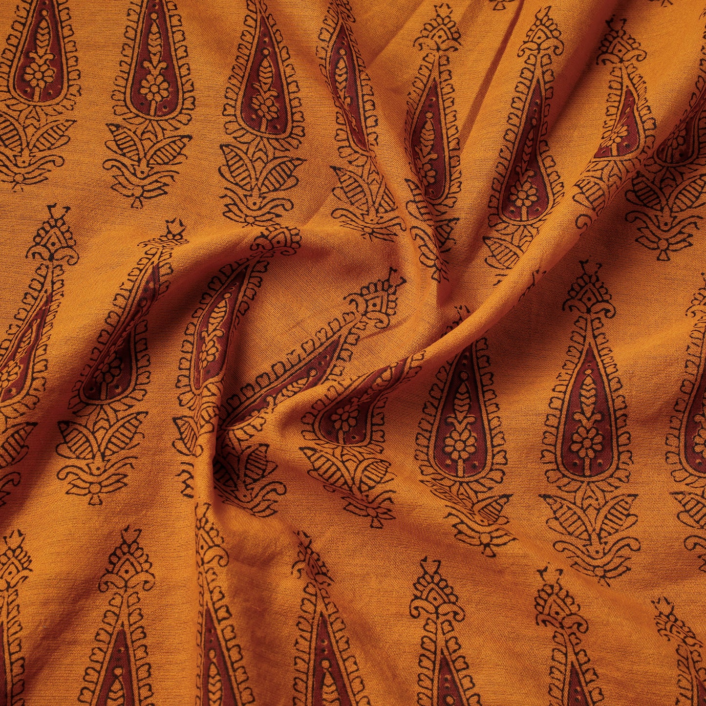 Yellow - Bagh Hand Block Printed Chanderi Silk Handloom Fabric