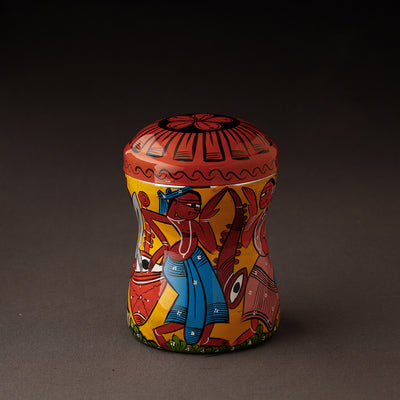 Multicolor Bengal Patua Handpainted Stainless Steel Multi Utility Canister