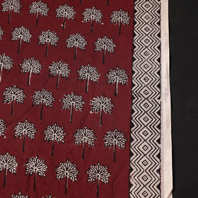 Red Chanderi Silk Handloom Bagh Block Print Fabric